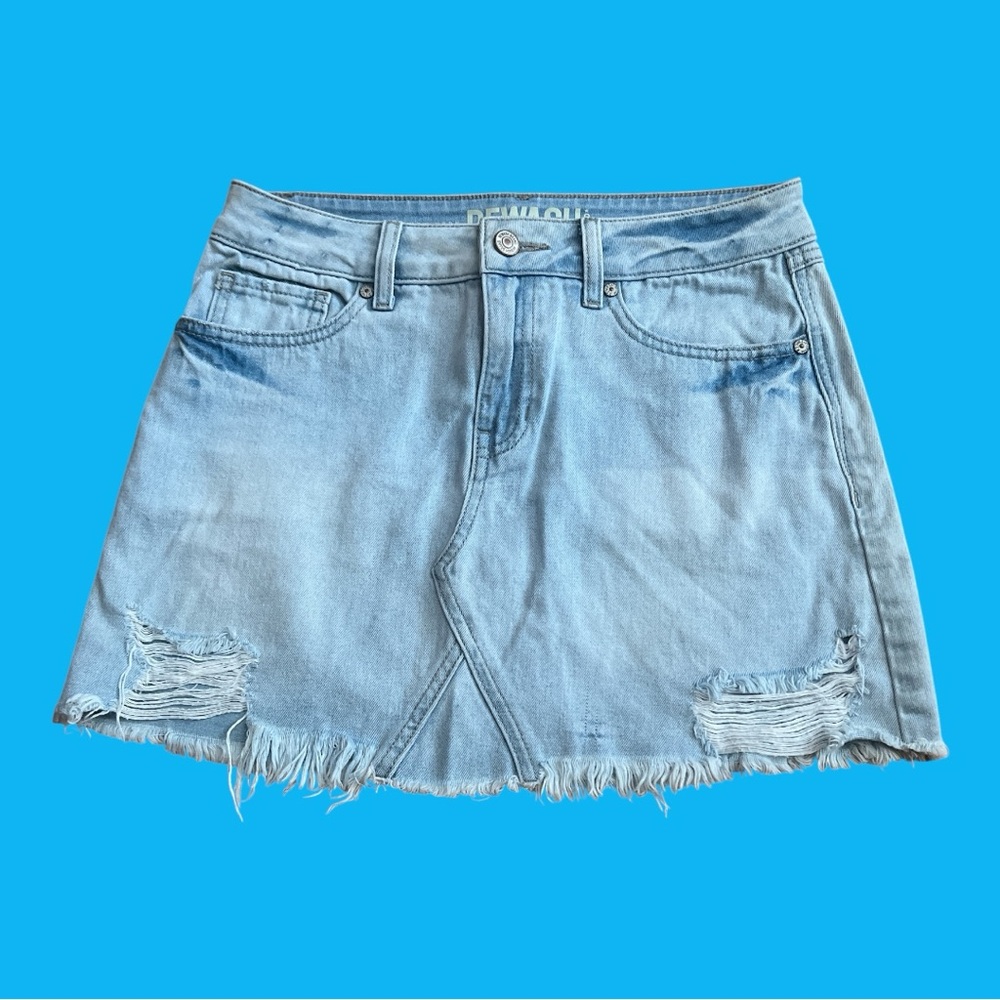 Denim Blue Distressed Skirt